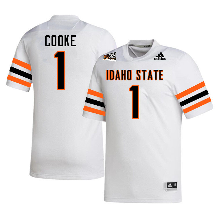 Idaho State Bengals #1 Jordan Cooke College Football Jerseys,Uniforms Stitched-White